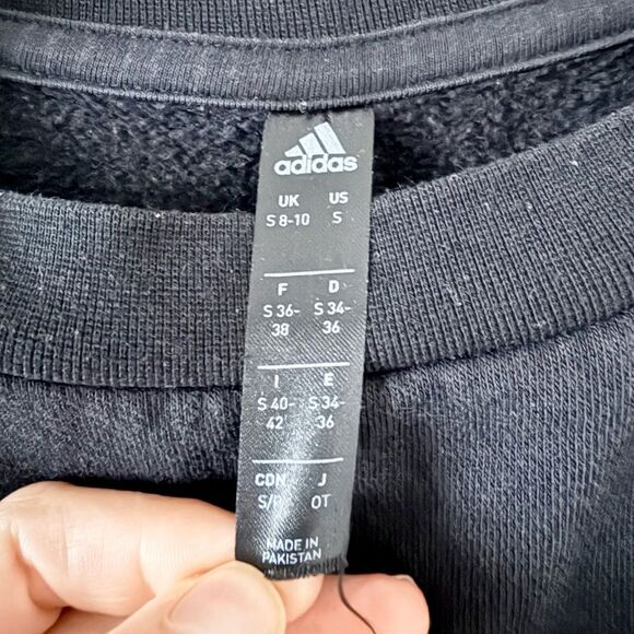 Adidas Hyperglam Cropped Crewneck Sweatshirt in Black and White - Size S - Picture 5 of 6